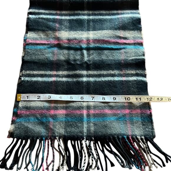 Multicolor Plaid Wool Scarf with Fringe Soft Cozy Warm Winter 70" Long - Picture 5 of 5